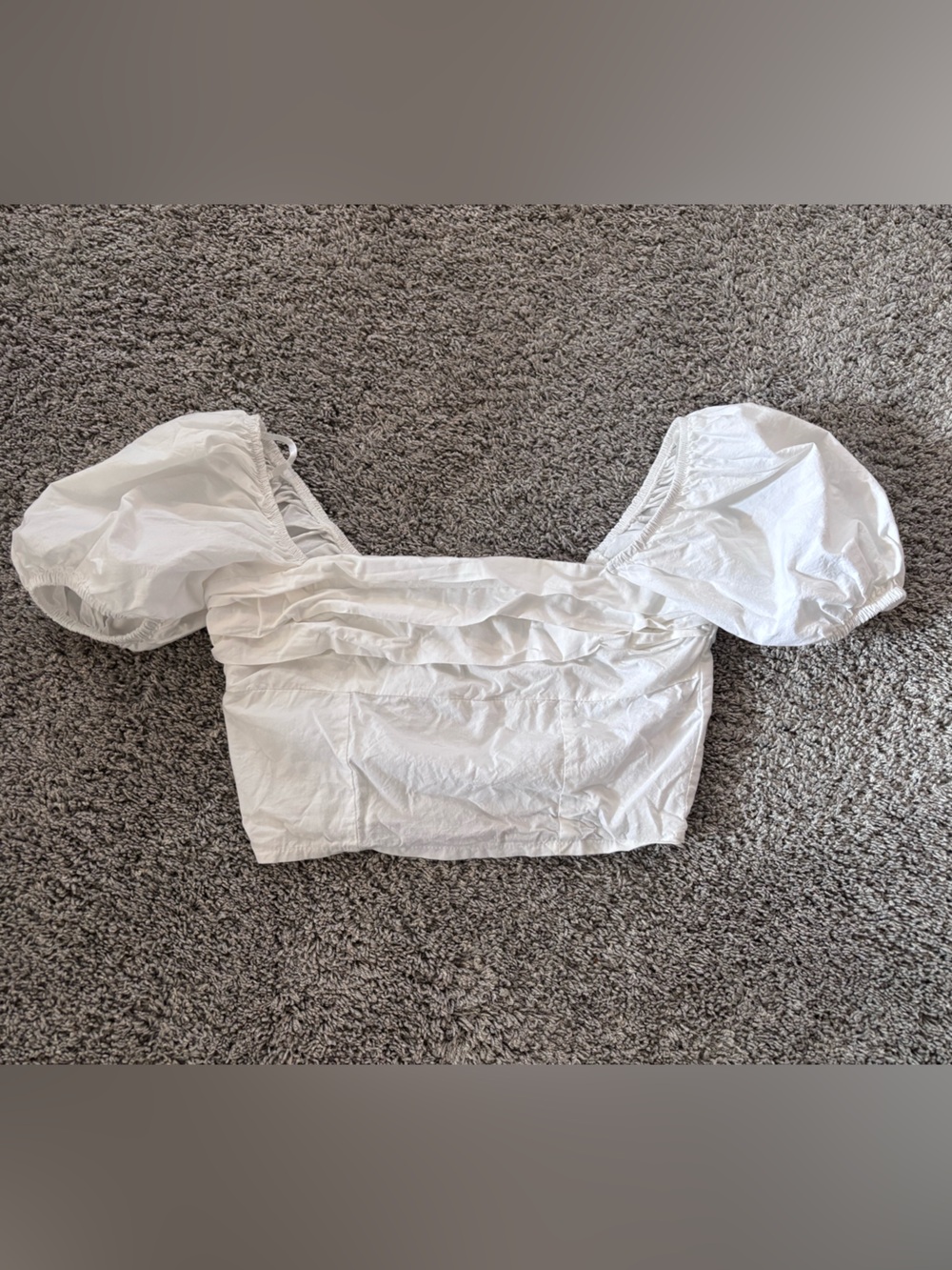 Sim & Sam White Cropped Puff Sleeve Top 100 Percent Cotton Womens Size S Boho